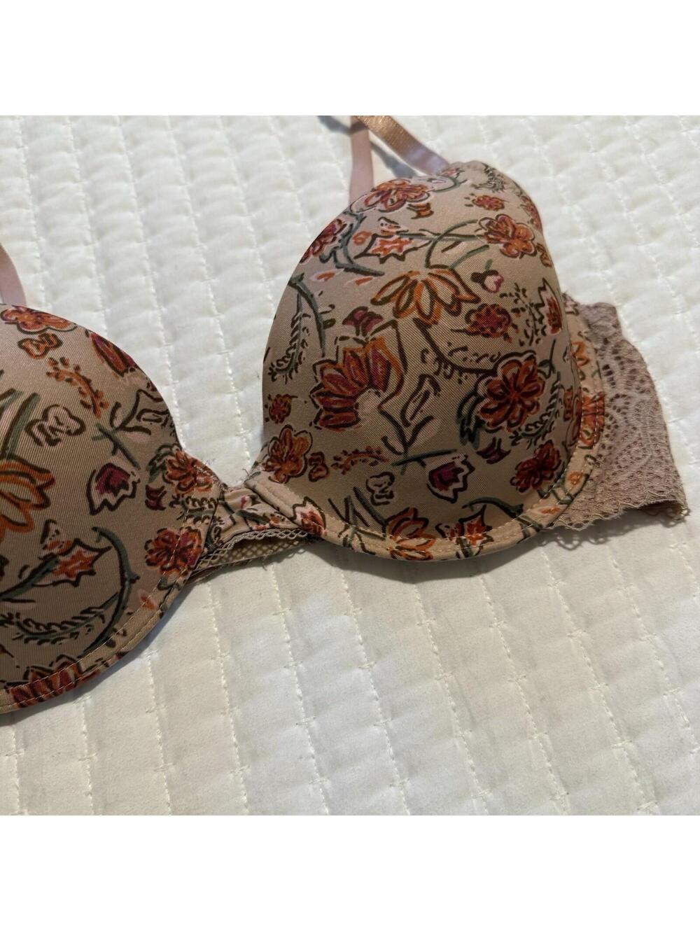 Jessica Simpson 36C Taupe Mauve With Flowers Bra Underwire Lined Floral - Picture 15 of 15